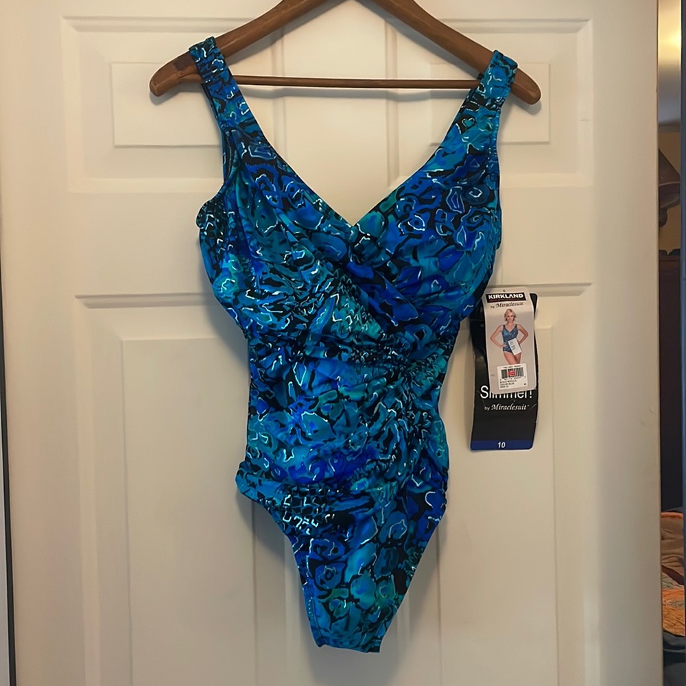 One-piece blue swimsuit size 10 from Kirkland Signature by Miraclesuit NWT